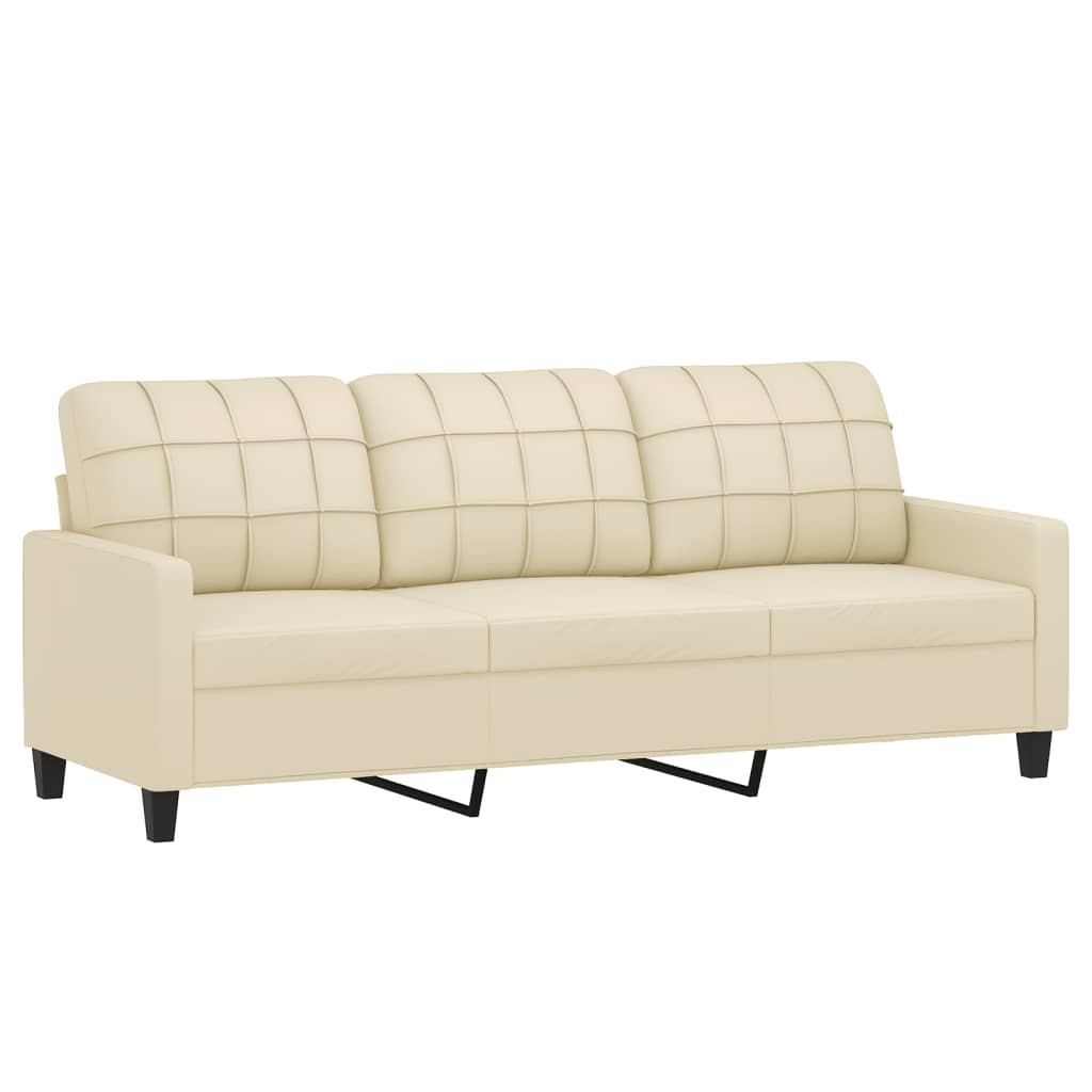 2-dijelni set sofa s jastucima krem od umjetne kože