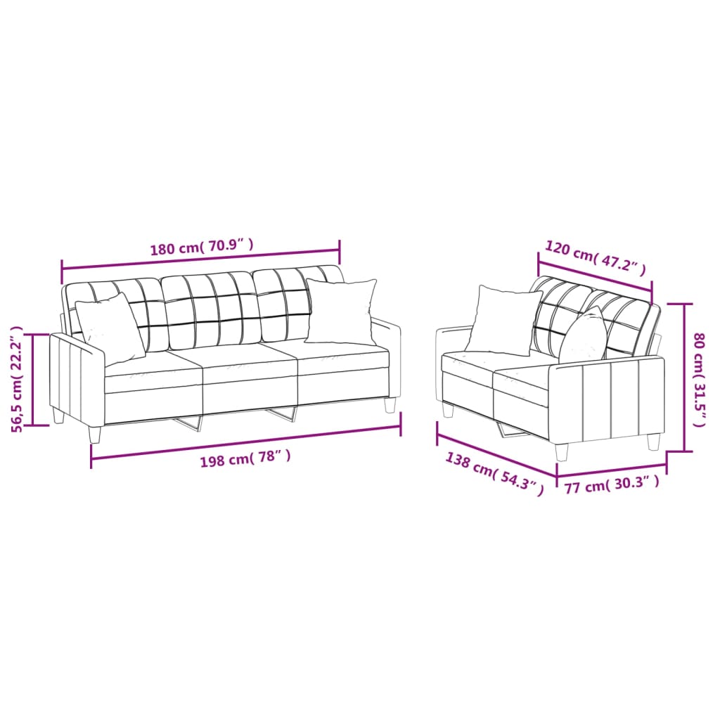 2-dijelni set sofa s jastucima crni od umjetne kože