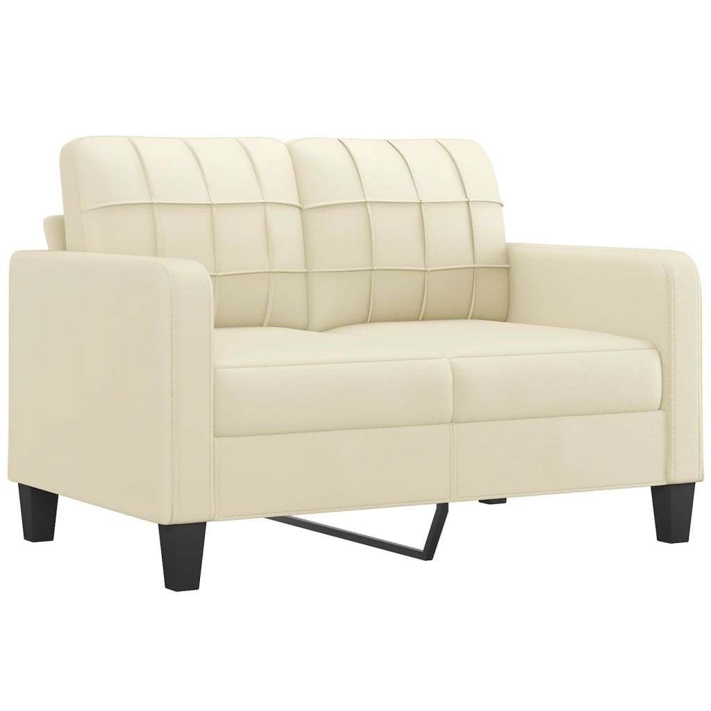 2-dijelni set sofa s jastucima krem od umjetne kože
