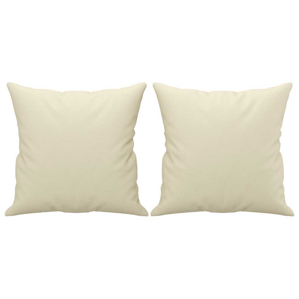2-dijelni set sofa s jastucima krem od umjetne kože