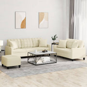 3-dijelni set sofa s jastucima krem od umjetne kože