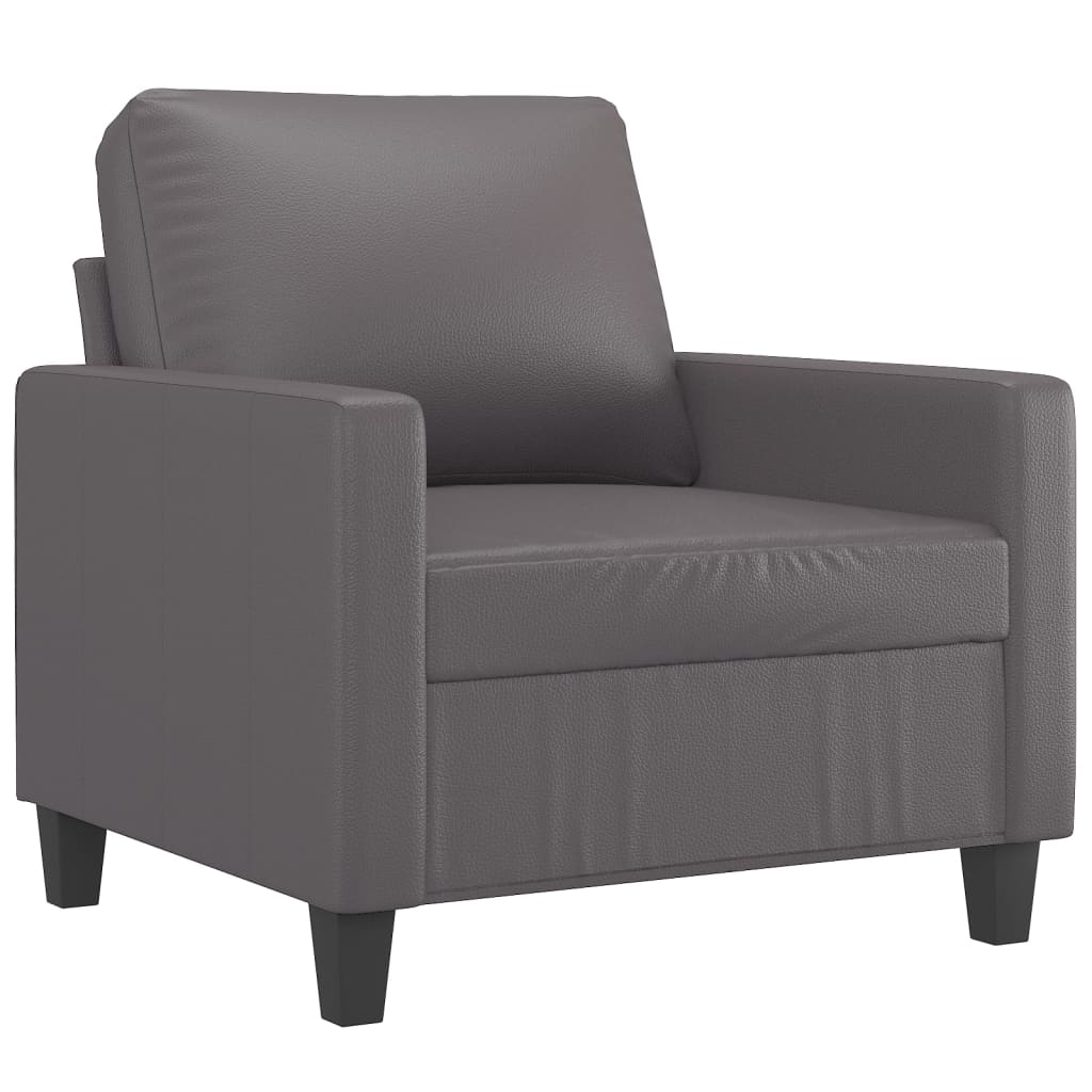 3-dijelni set sofa s jastucima sivi od umjetne kože