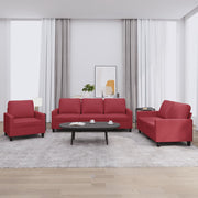 3-dijelni set sofa s jastucima boja vina od umjetne kože