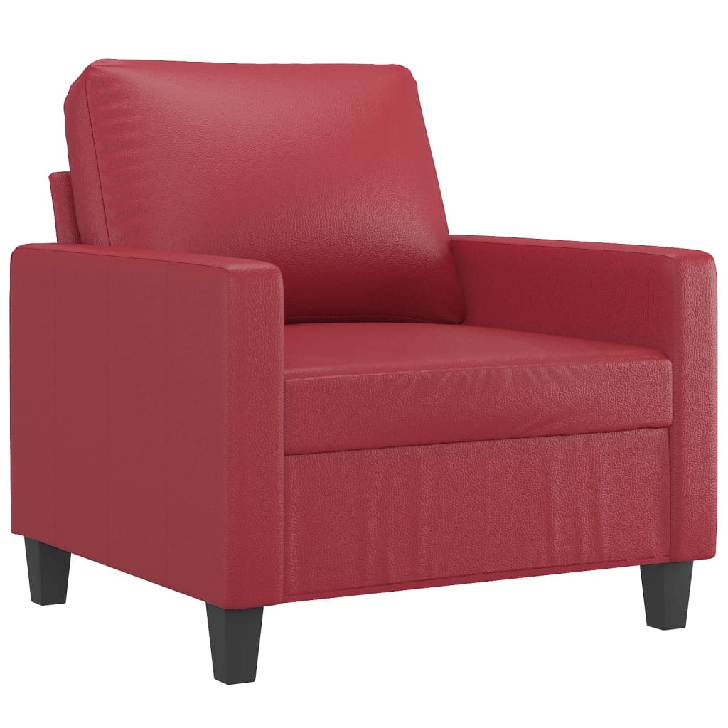 4-dijelni set sofa s jastucima crvena boja vina od umjetne kože