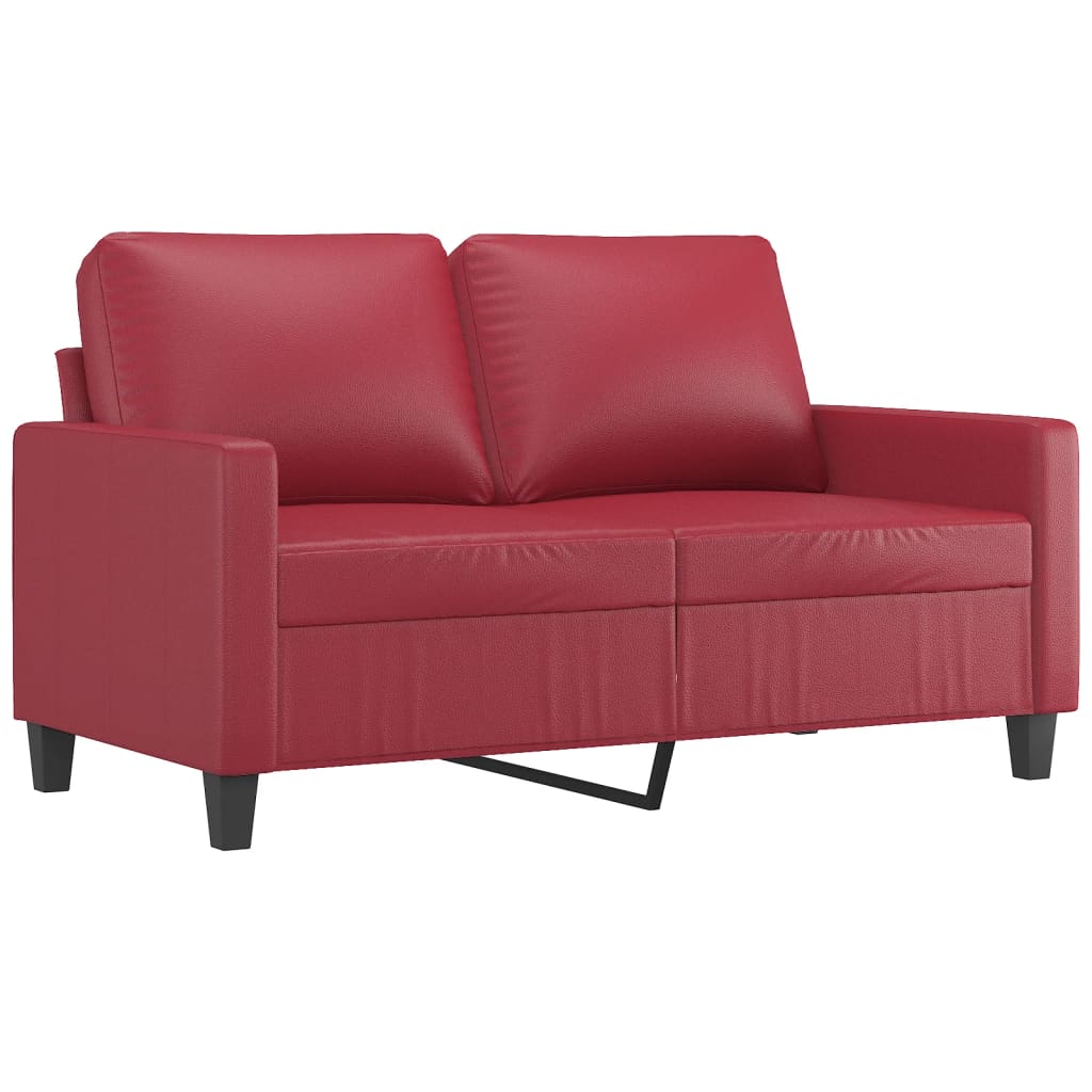 4-dijelni set sofa s jastucima crvena boja vina od umjetne kože