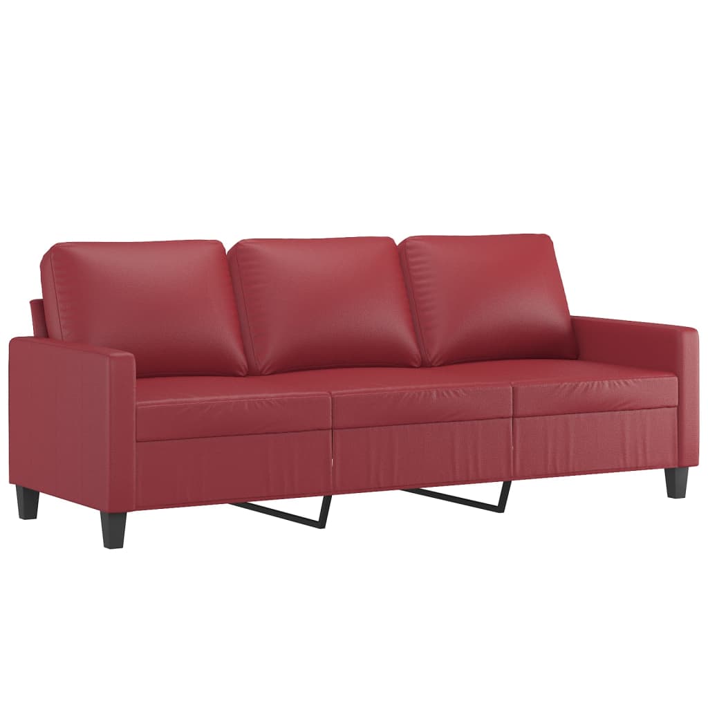 4-dijelni set sofa s jastucima crvena boja vina od umjetne kože