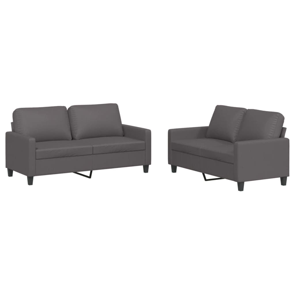 2-dijelni set sofa s jastucima sivi od umjetne kože