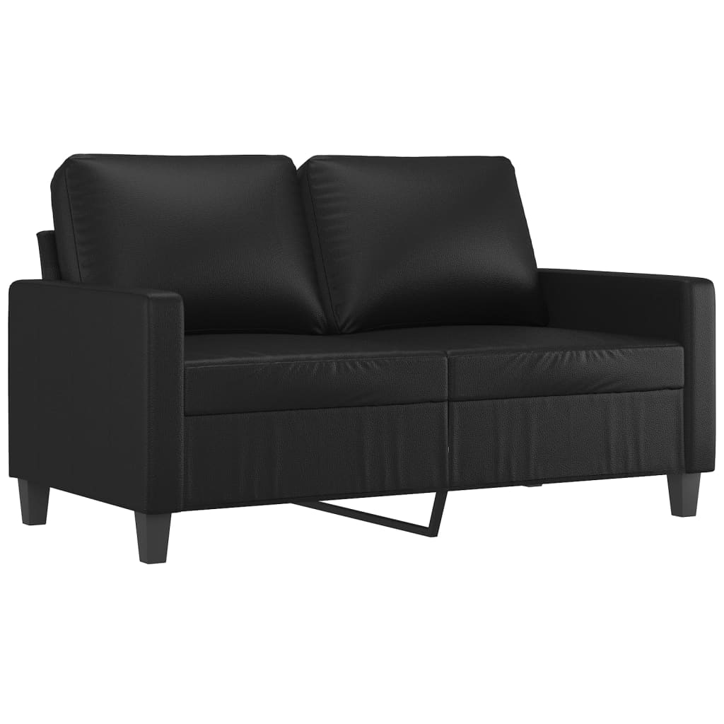 2-dijelni set sofa s jastucima crni od umjetne kože