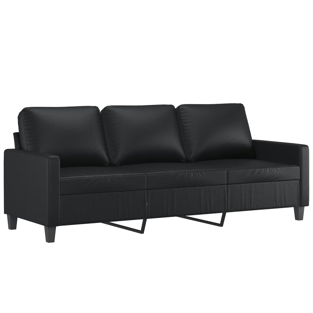2-dijelni set sofa s jastucima crni od umjetne kože