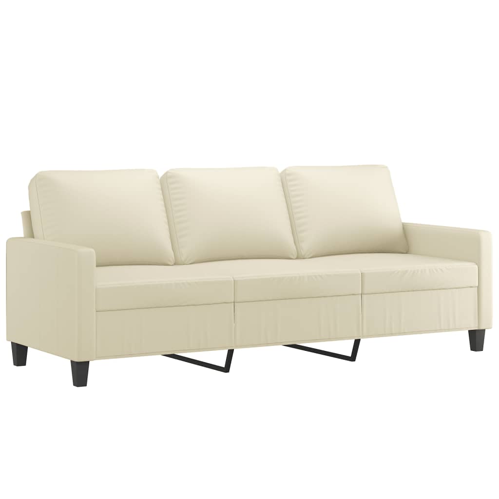 2-dijelni set sofa s jastucima krem od umjetne kože