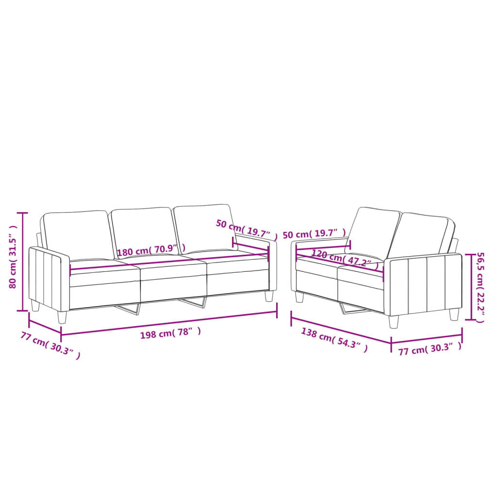 2-dijelni set sofa s jastucima sivi od umjetne kože