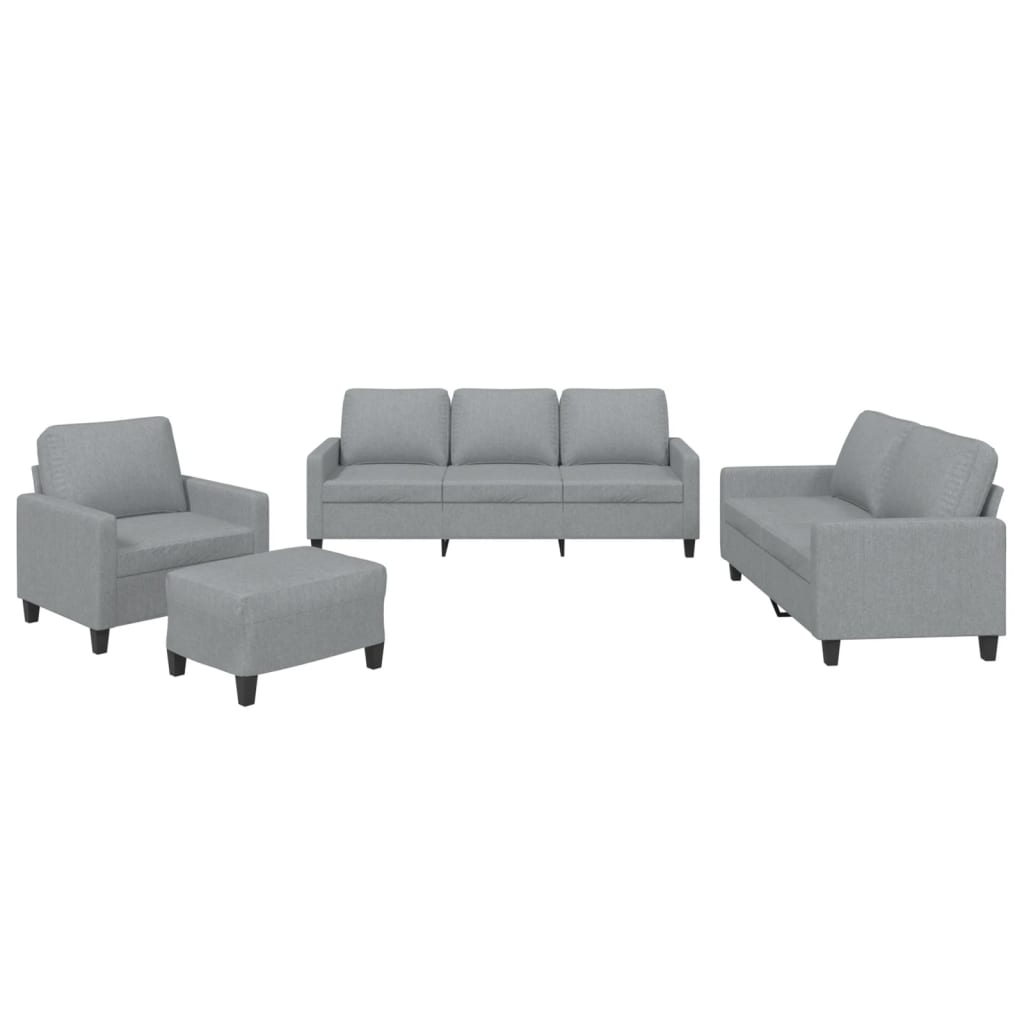 4-dijelni set sofa s jastucima svjetlosivi od tkanine