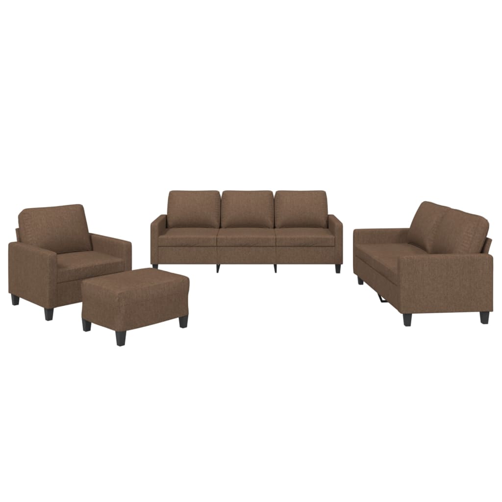 4-dijelni set sofa s jastucima smeđi od tkanine