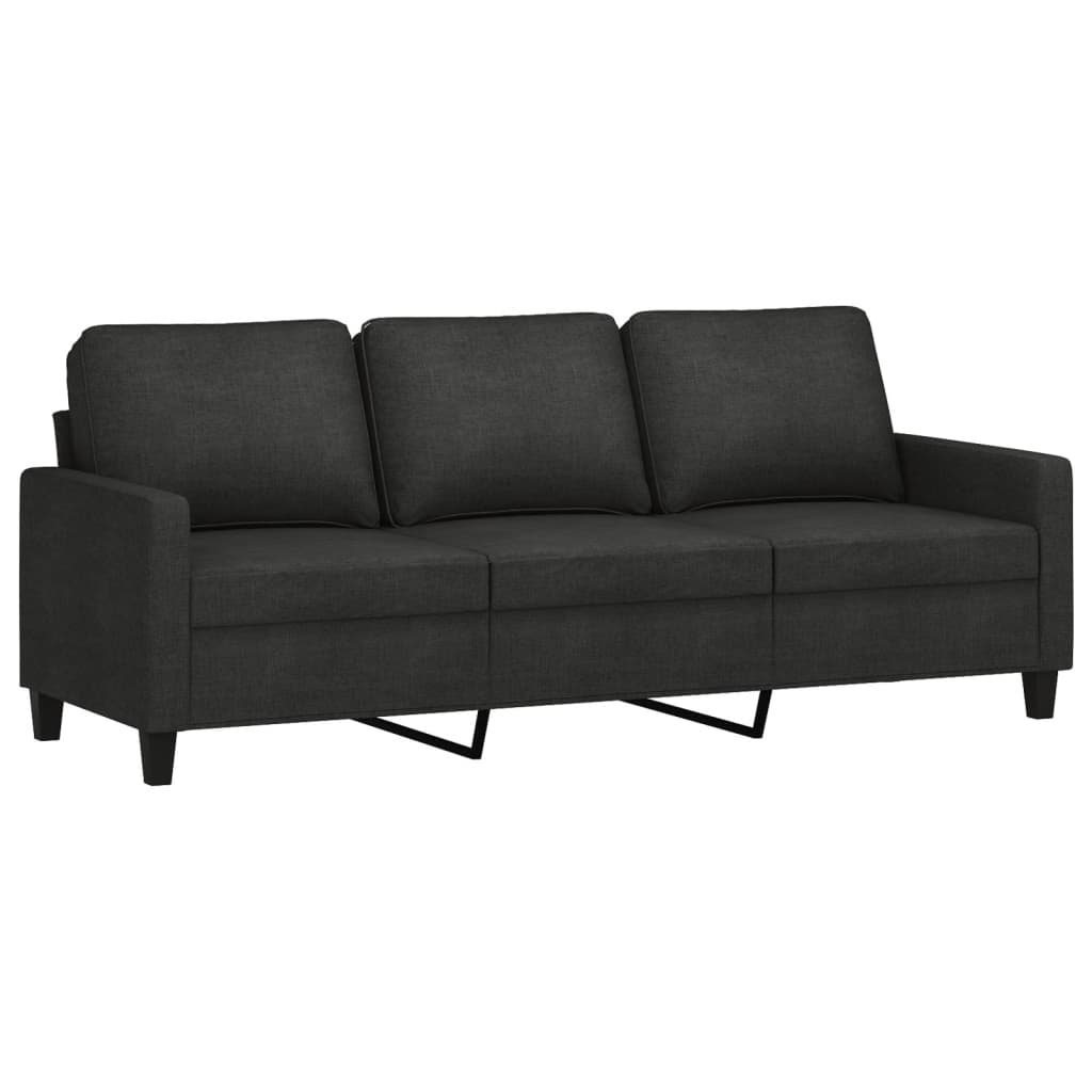 4-dijelni set sofa s jastucima crni od tkanine
