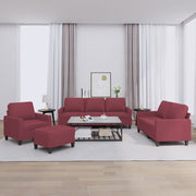4-dijelni set sofa s jastucima crvena boja vina od tkanine