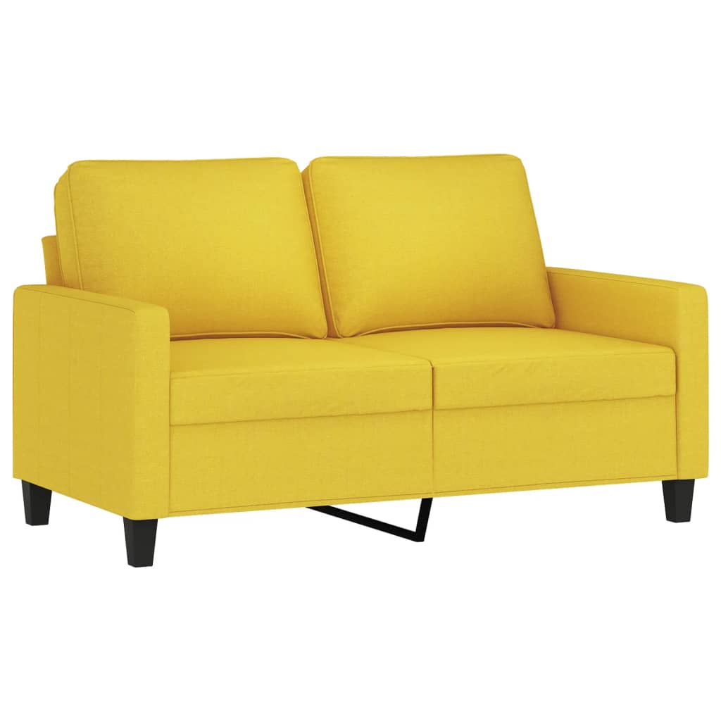2-dijelni set sofa s jastucima svjetložuti od tkanine