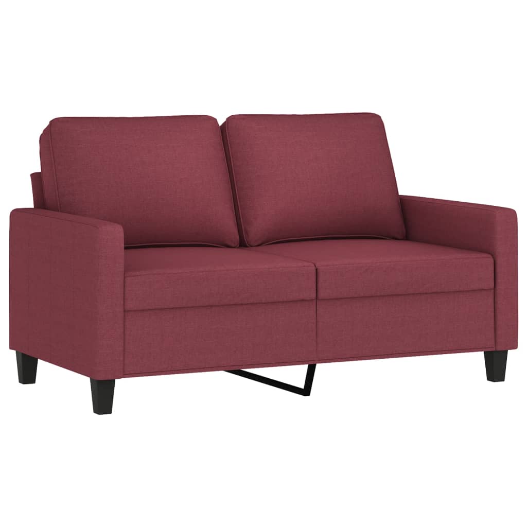 2-dijelni set sofa s jastucima crvena boja vina od tkanine