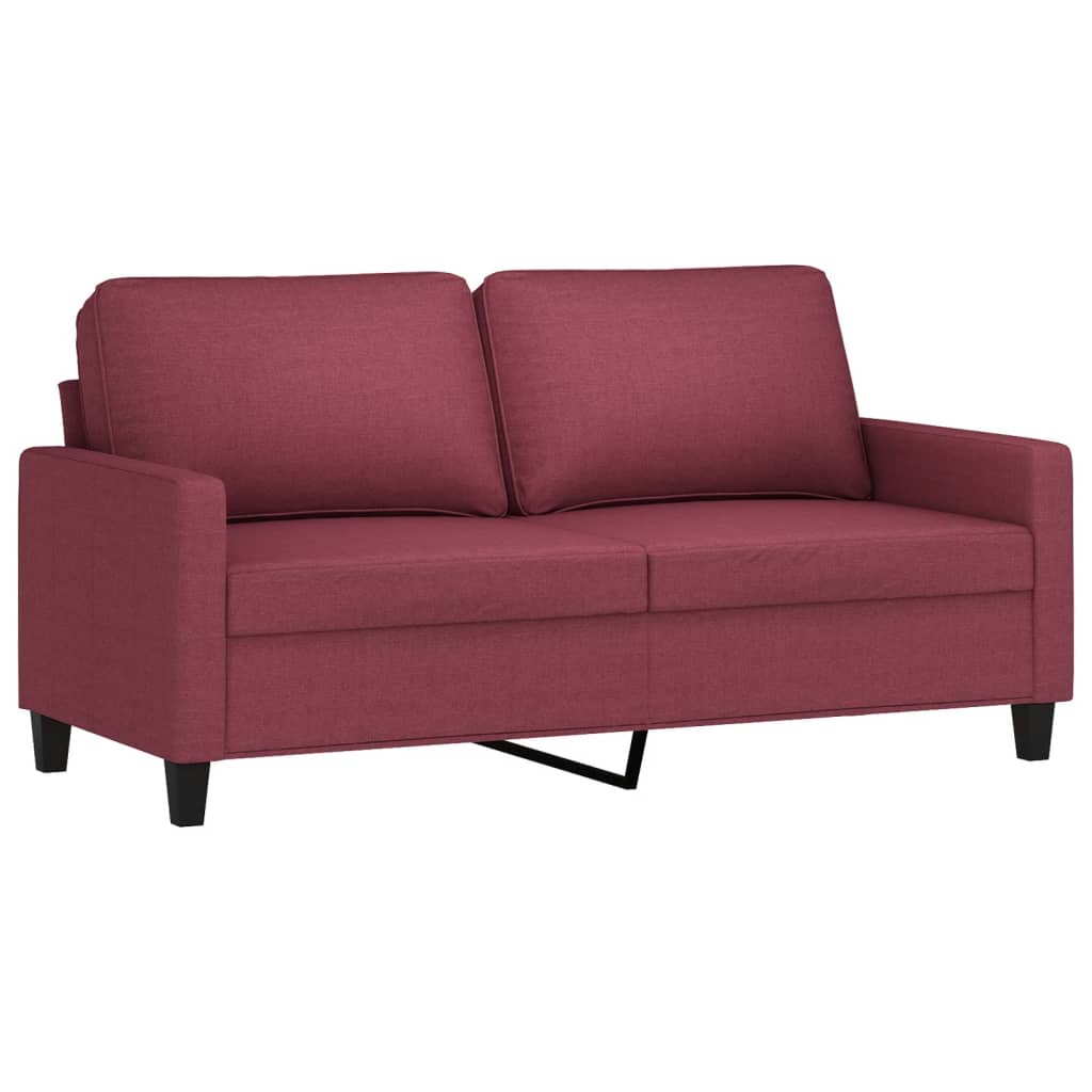 2-dijelni set sofa s jastucima crvena boja vina od tkanine