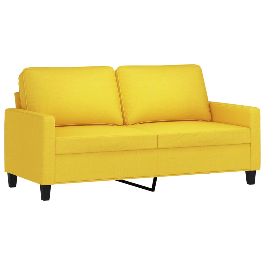 3-dijelni set sofa s jastucima svjetložuti od tkanine