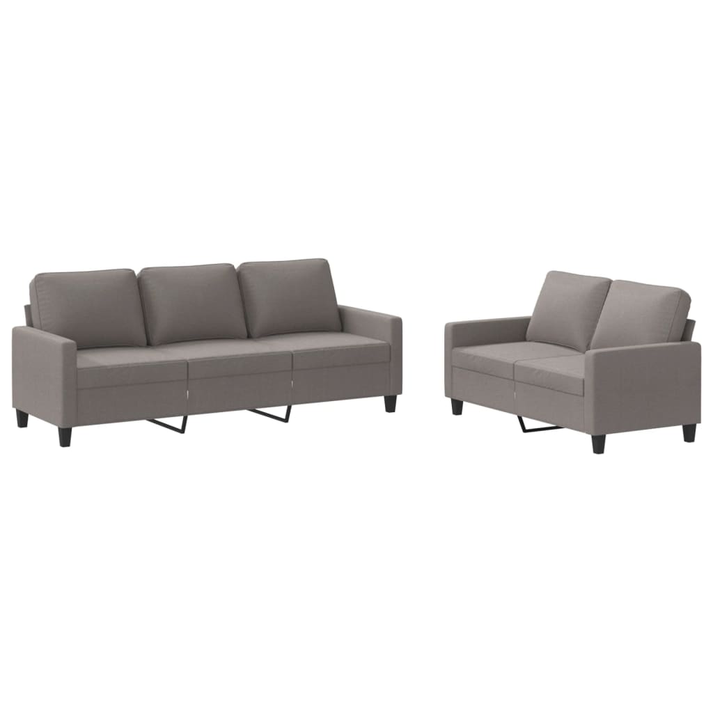 2-dijelni set sofa s jastucima smeđesivi od tkanine