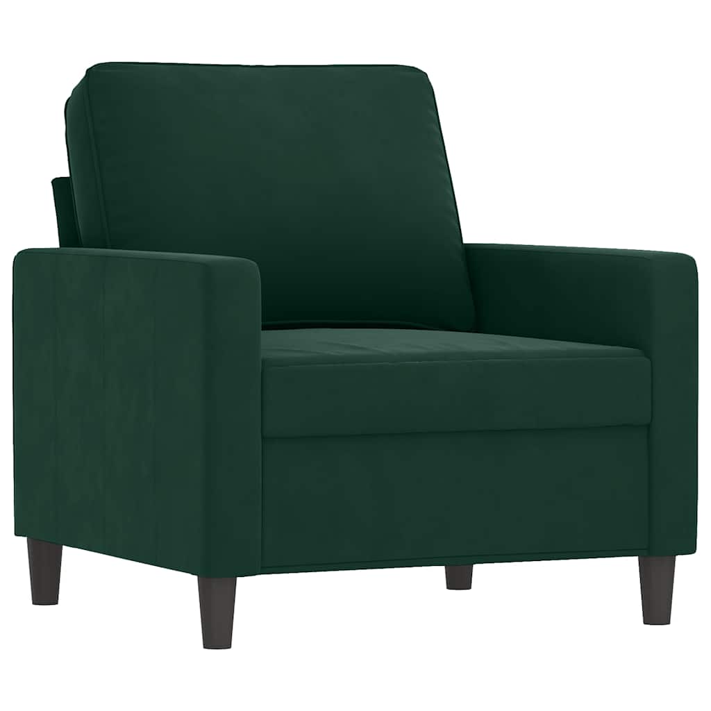 3-dijelni set sofa s jastucima tamnozeleni baršunasti