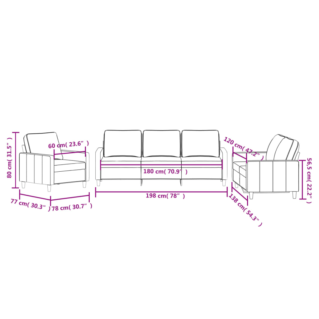 3-dijelni set sofa s jastucima crni baršunasti