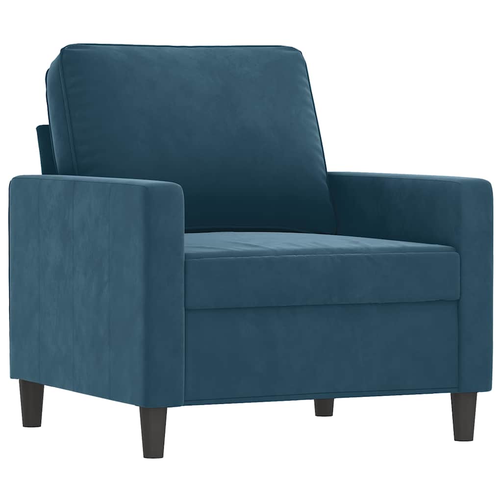 3-dijelni set sofa s jastucima plavi baršunasti