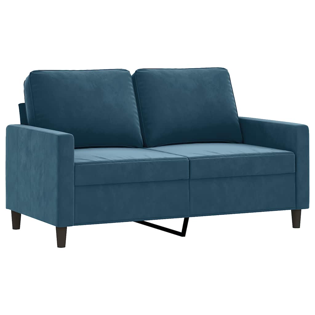 3-dijelni set sofa s jastucima plavi baršunasti