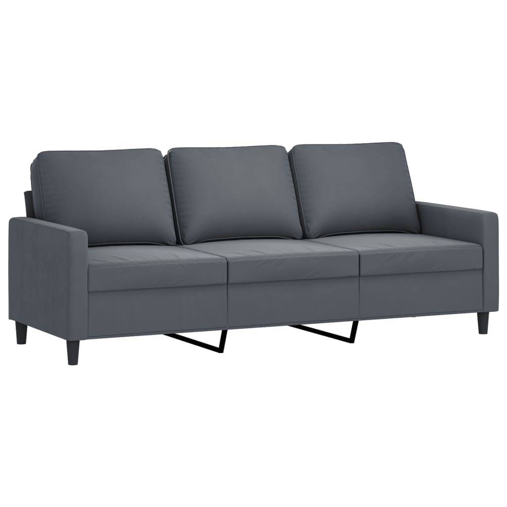 4-dijelni set sofa s jastucima tamnosivi baršunasti