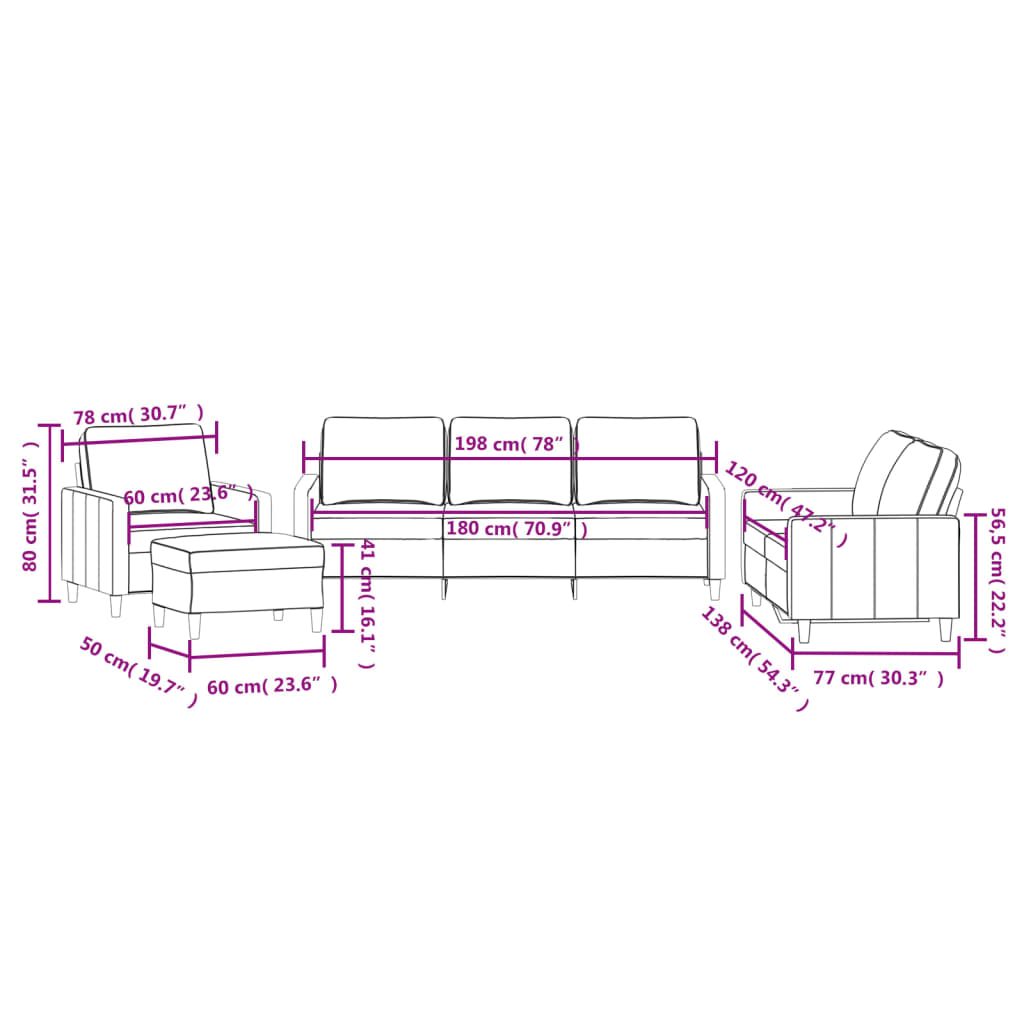 4-dijelni set sofa s jastucima ružičasti baršunasti