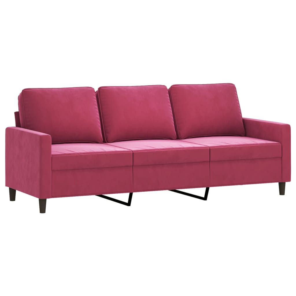 4-dijelni set sofa s jastucima crvena boja vina baršunasti