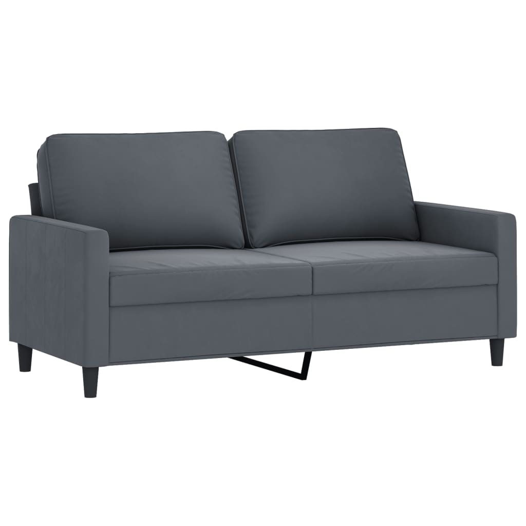 2-dijelni set sofa s jastucima tamnosivi baršunasti