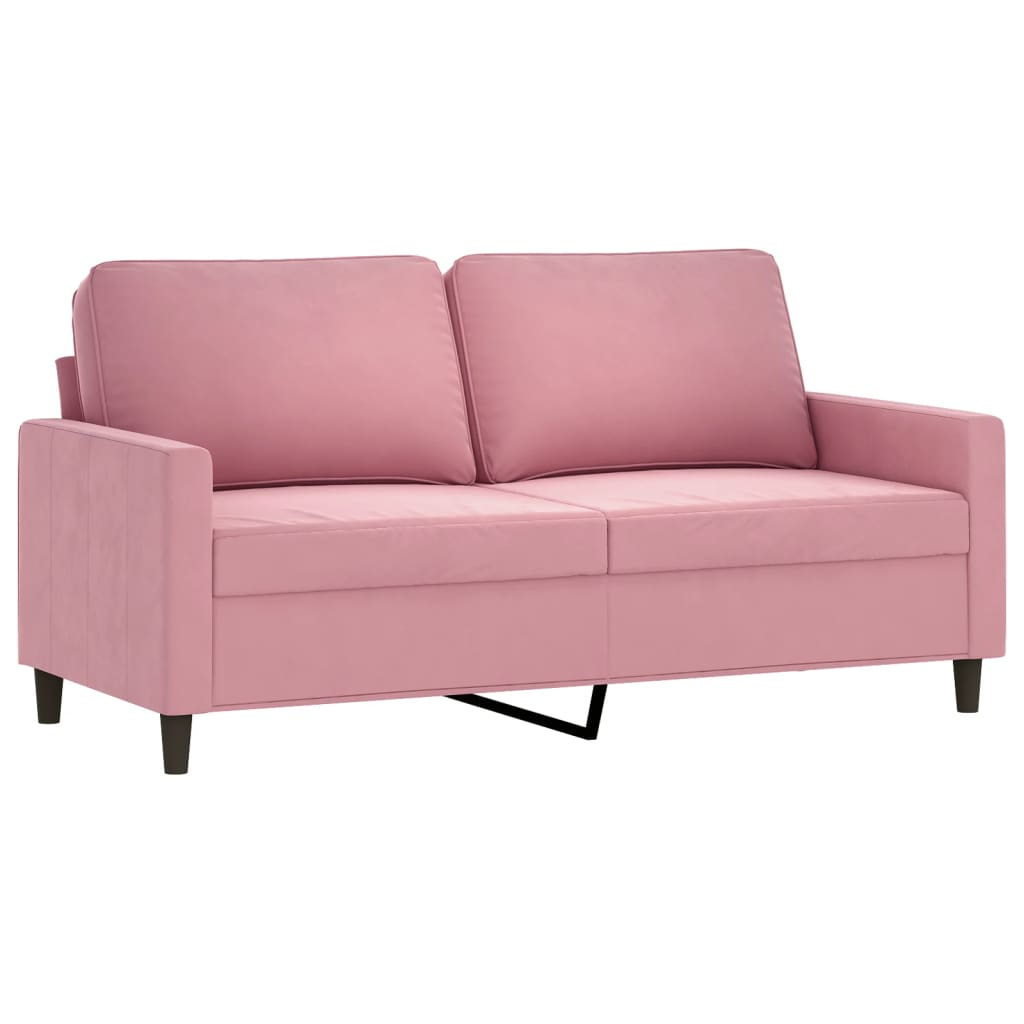 2-dijelni set sofa s jastucima ružičasti baršunasti