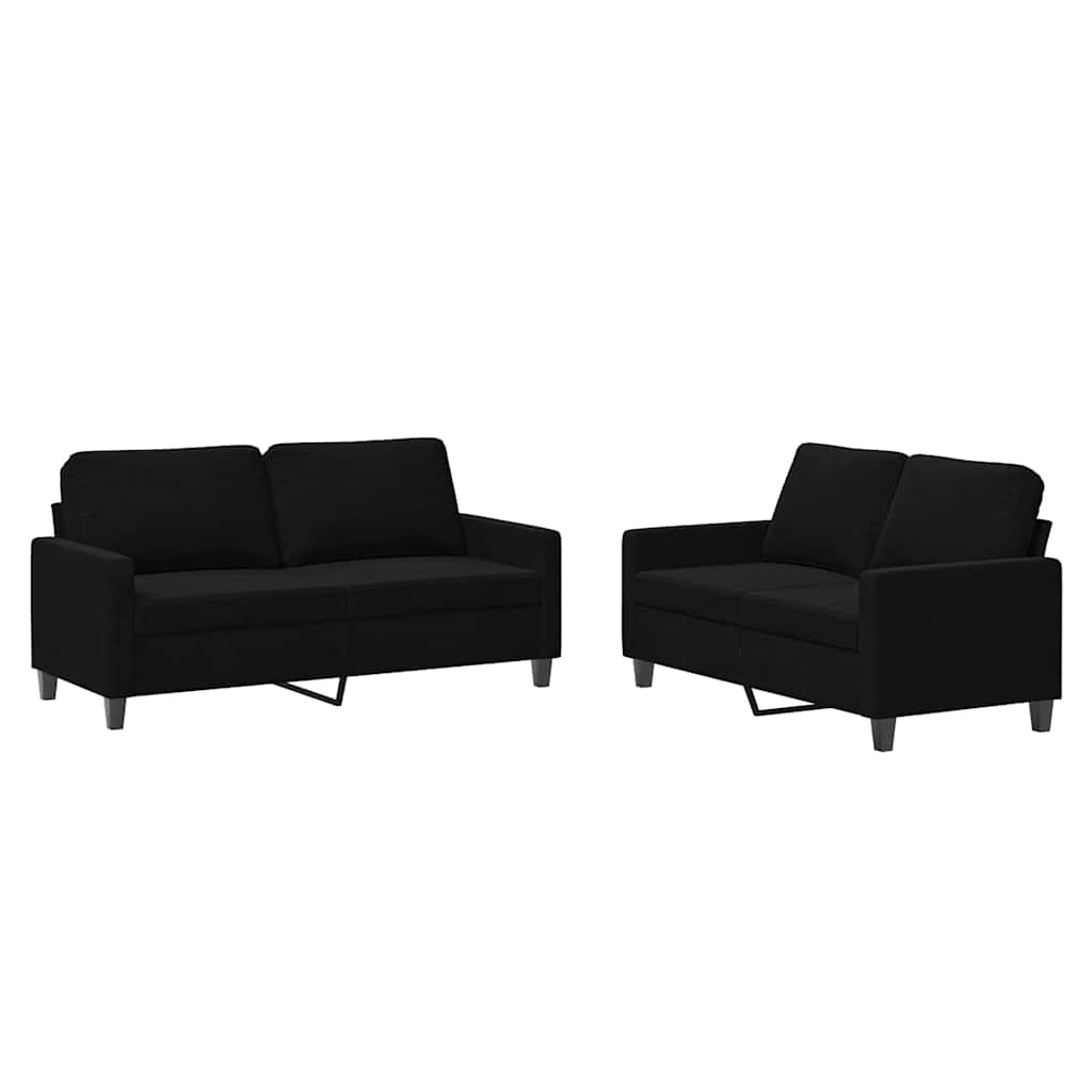 2-dijelni set sofa s jastucima crni baršunasti
