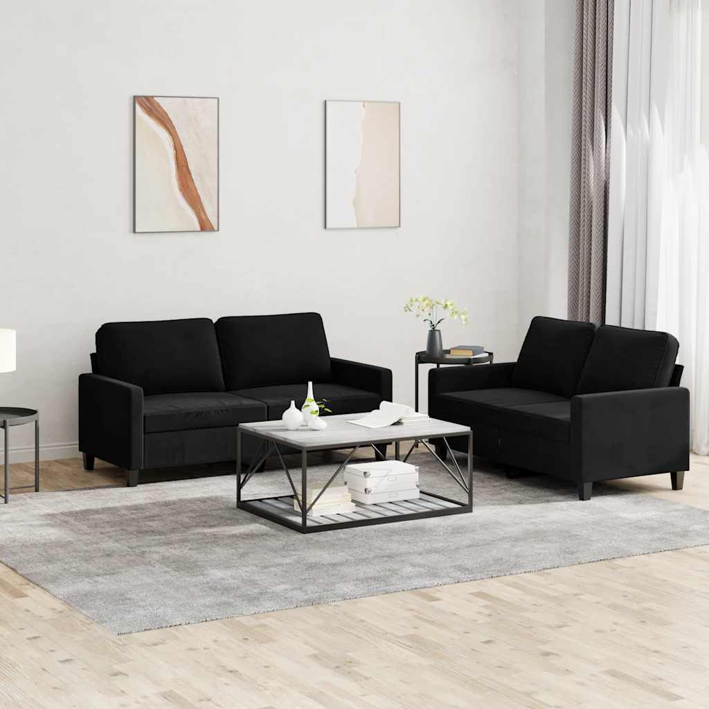 2-dijelni set sofa s jastucima crni baršunasti