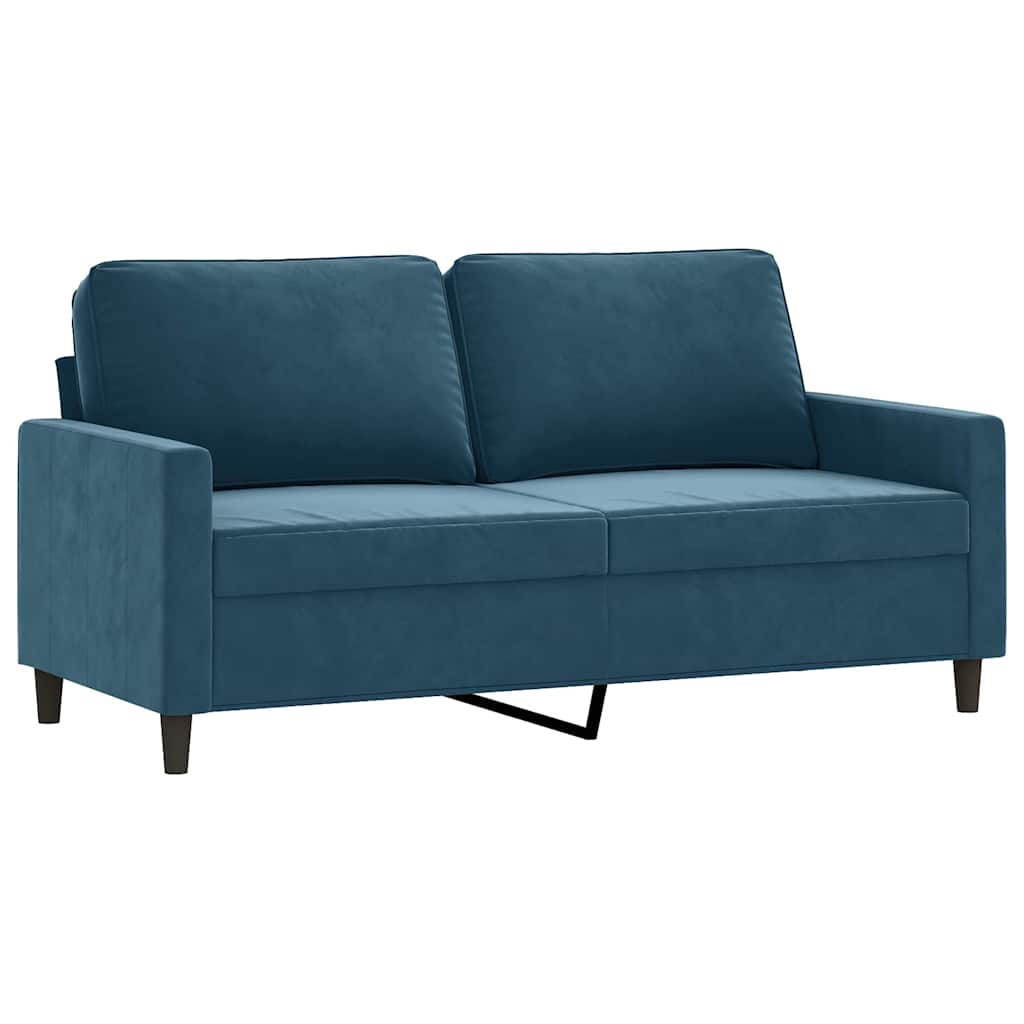 2-dijelni set sofa s jastucima plavi baršunasti