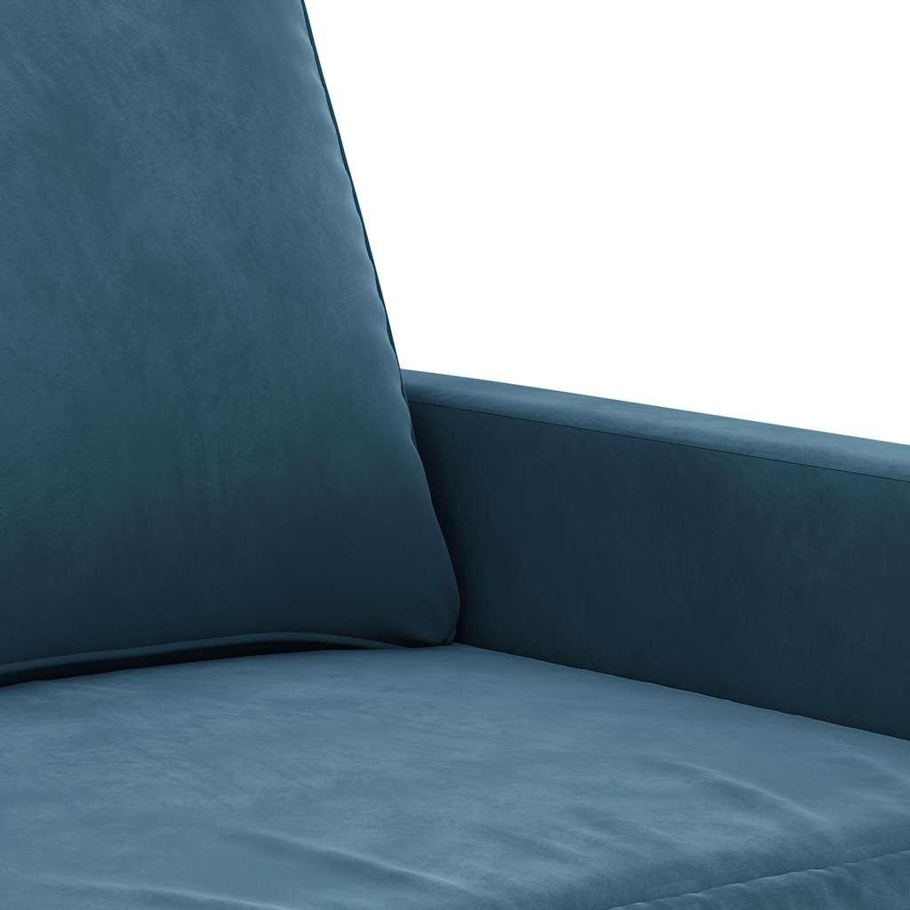 3-dijelni set sofa s jastucima plavi baršunasti