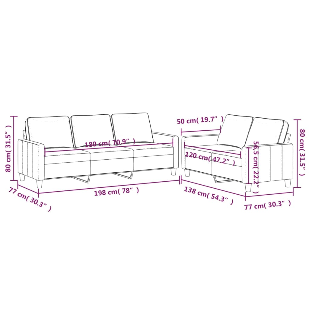 2-dijelni set sofa s jastucima crvena boja vina baršunasti