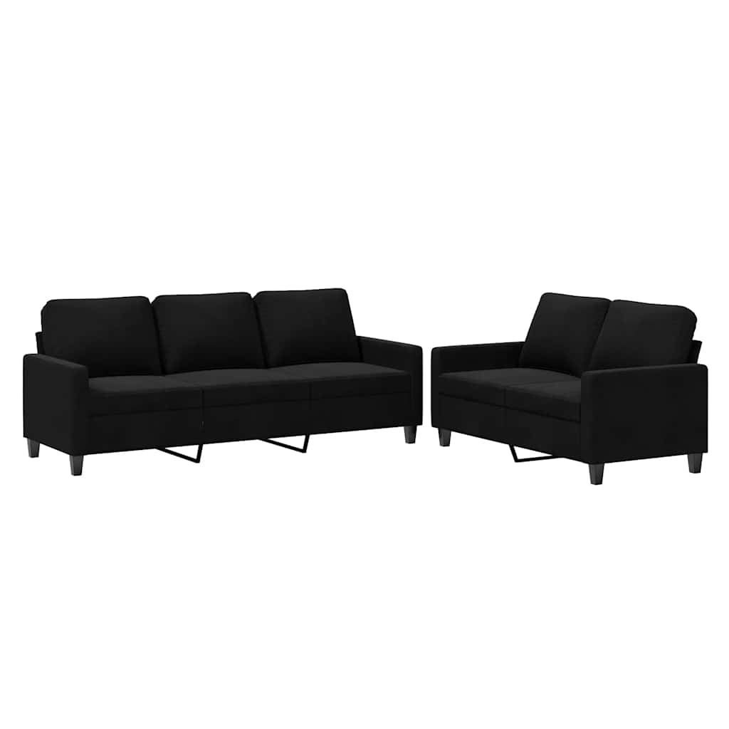 2-dijelni set sofa s jastucima crni baršunasti