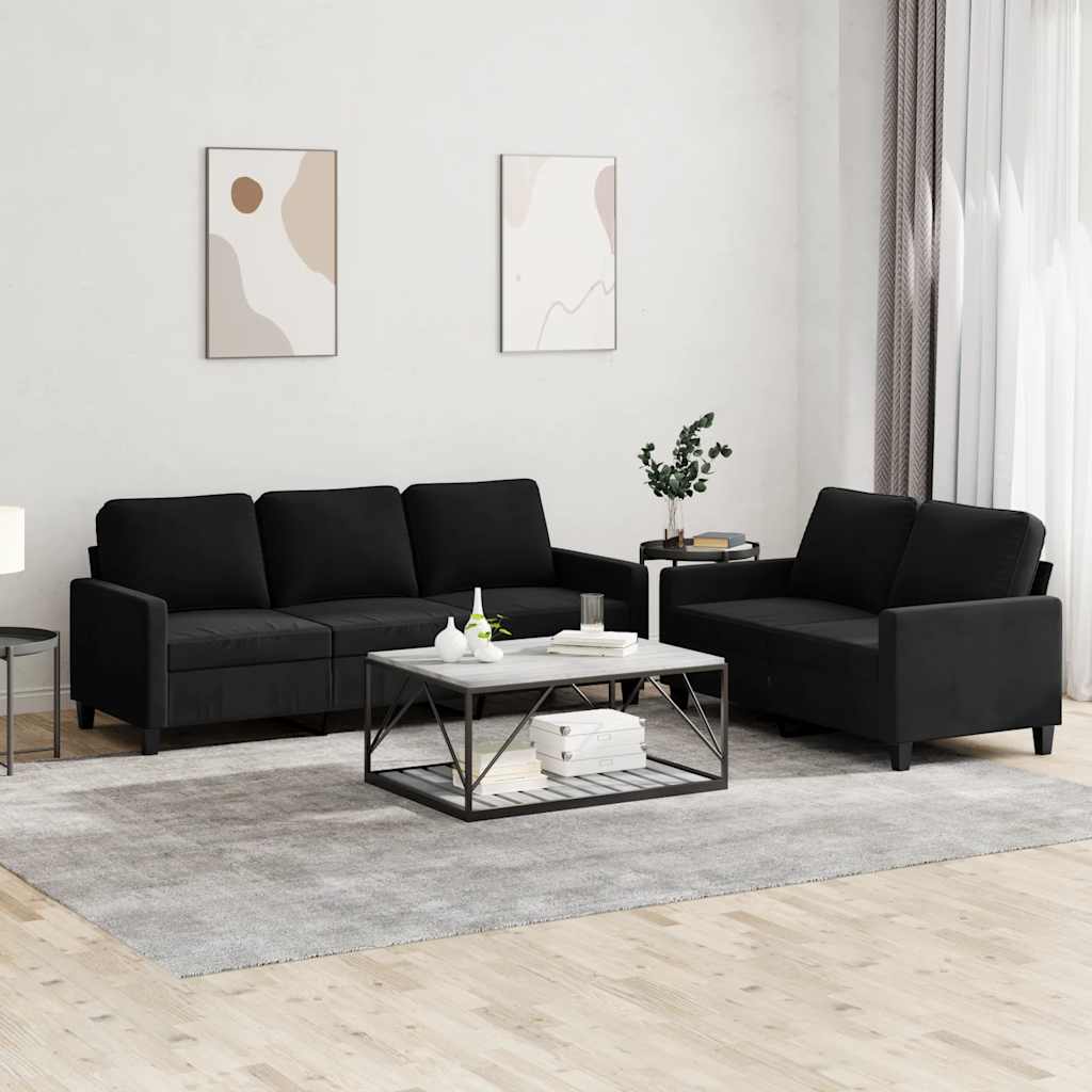 2-dijelni set sofa s jastucima crni baršunasti