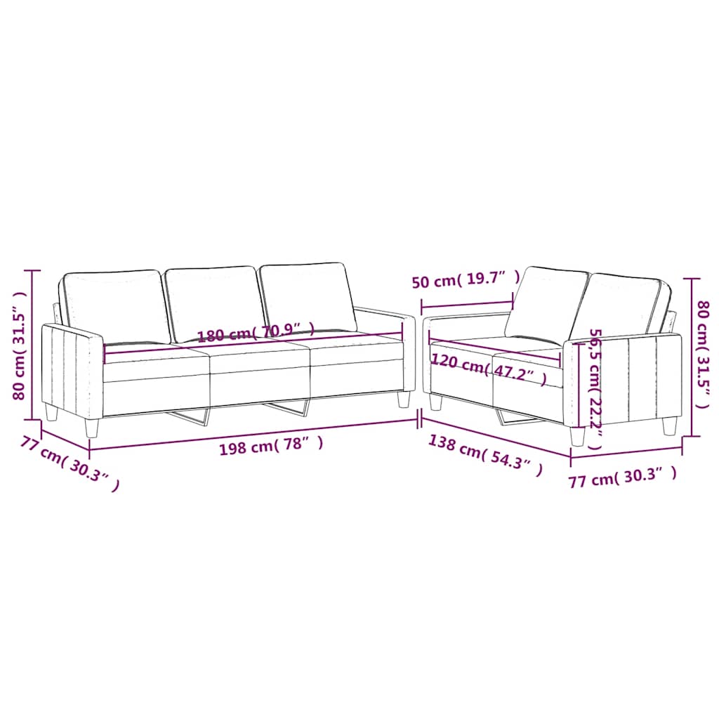 2-dijelni set sofa s jastucima smeđi baršunasti