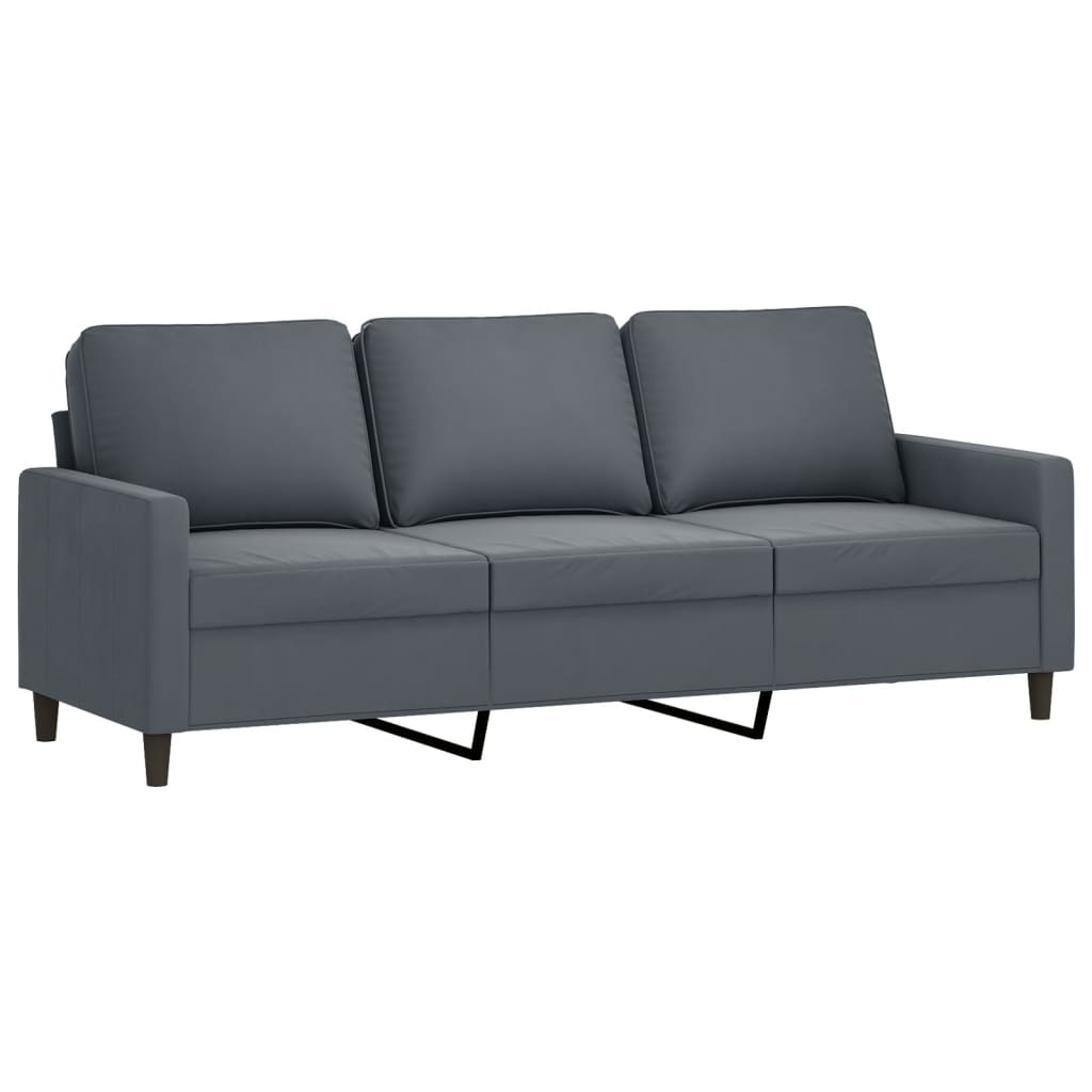 3-dijelni set sofa s jastucima tamnosivi baršunasti