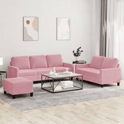 3-dijelni set sofa s jastucima ružičasti baršunasti
