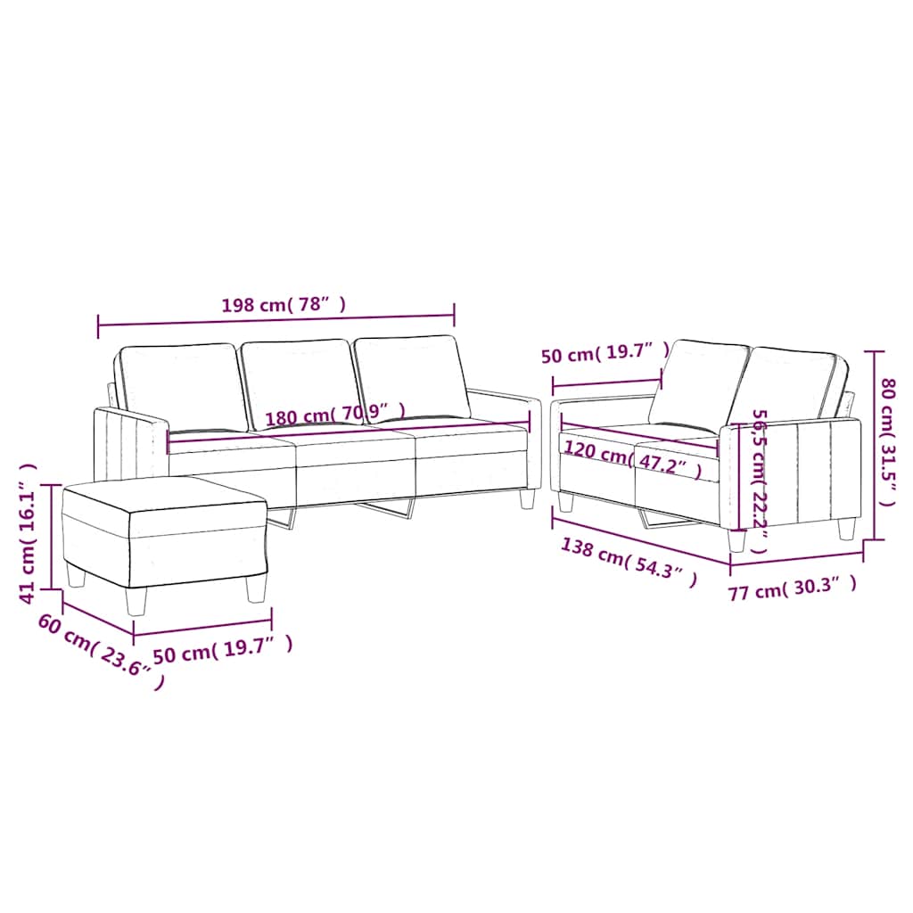 3-dijelni set sofa s jastucima plavi baršunasti
