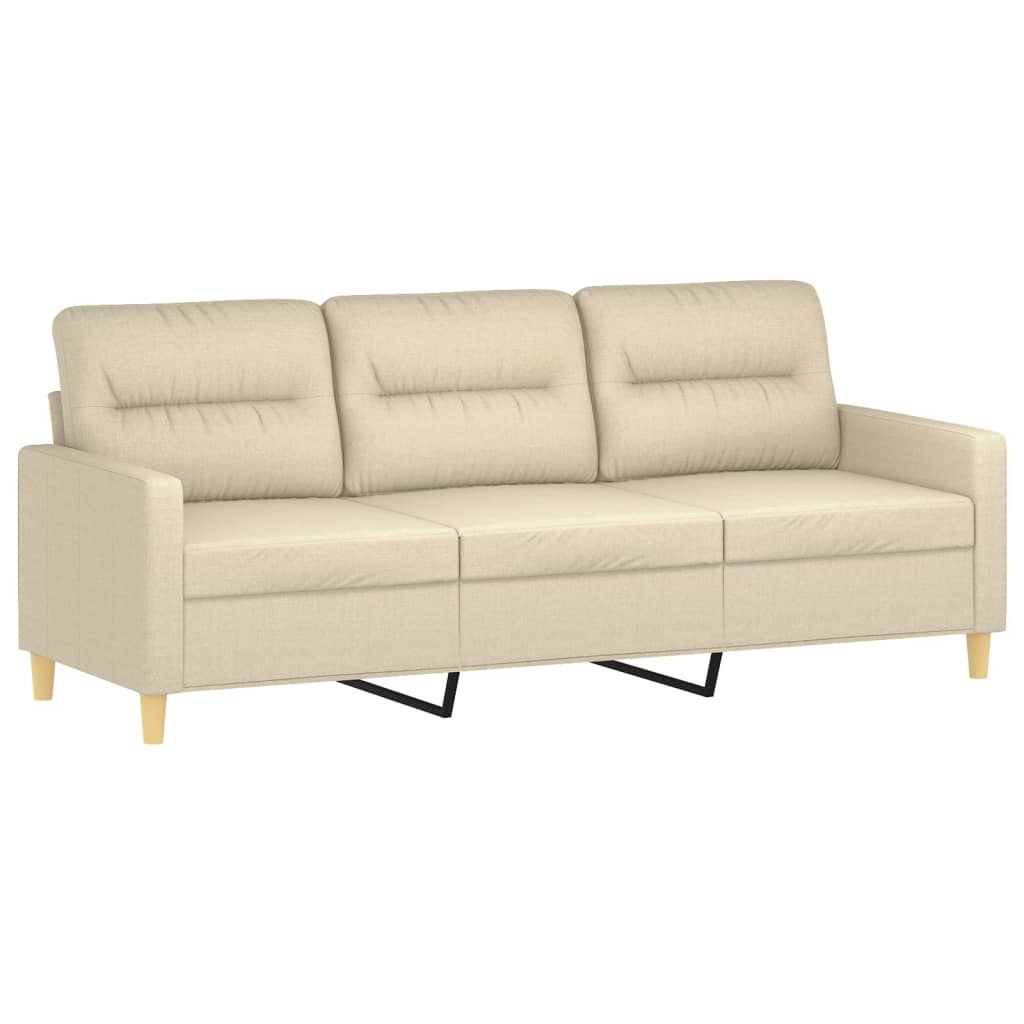 3-dijelni set sofa s jastucima krem od tkanine