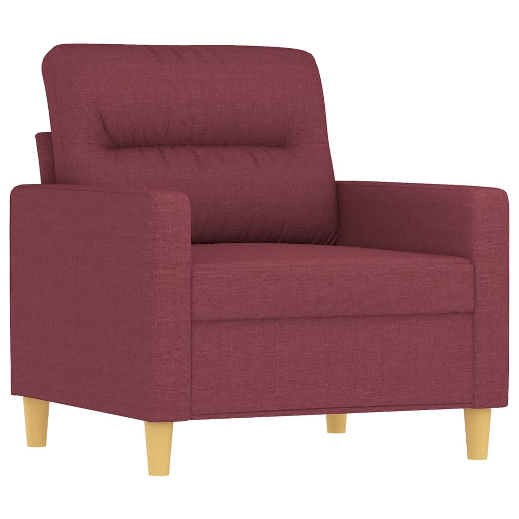 3-dijelni set sofa s jastucima crvena boja vina od tkanine