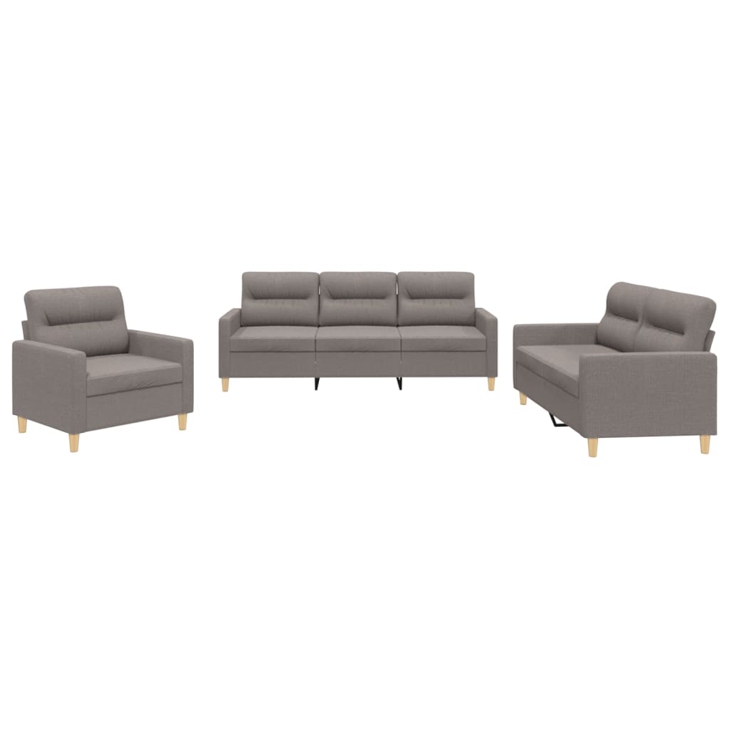3-dijelni set sofa s jastucima smeđesivi od tkanine