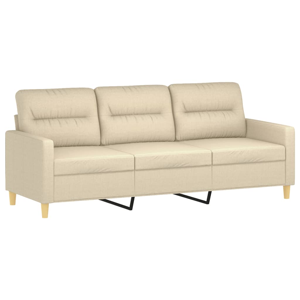 3-dijelni set sofa s jastucima krem od mikrovlakana
