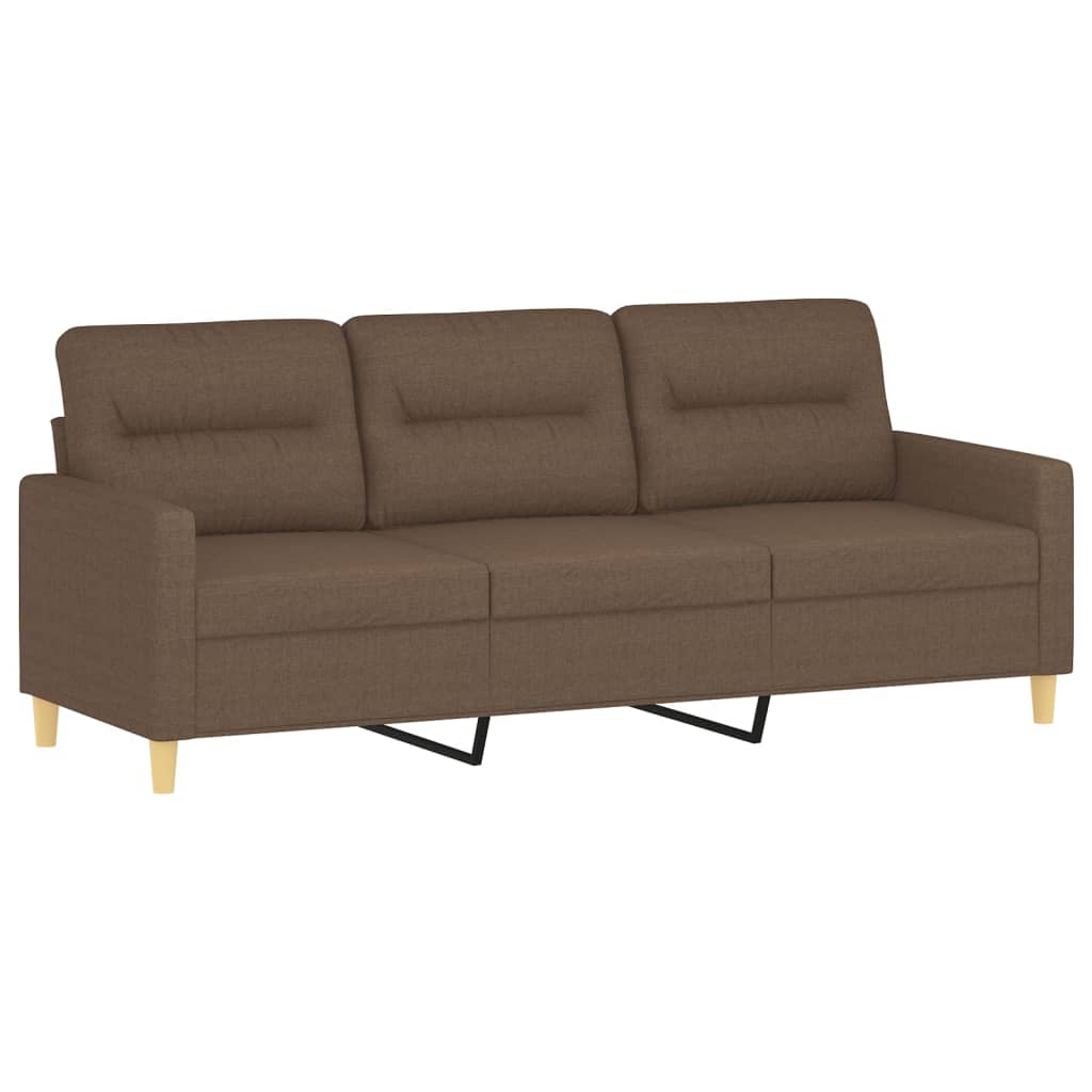 3-dijelni set sofa s jastucima smeđi od tkanine