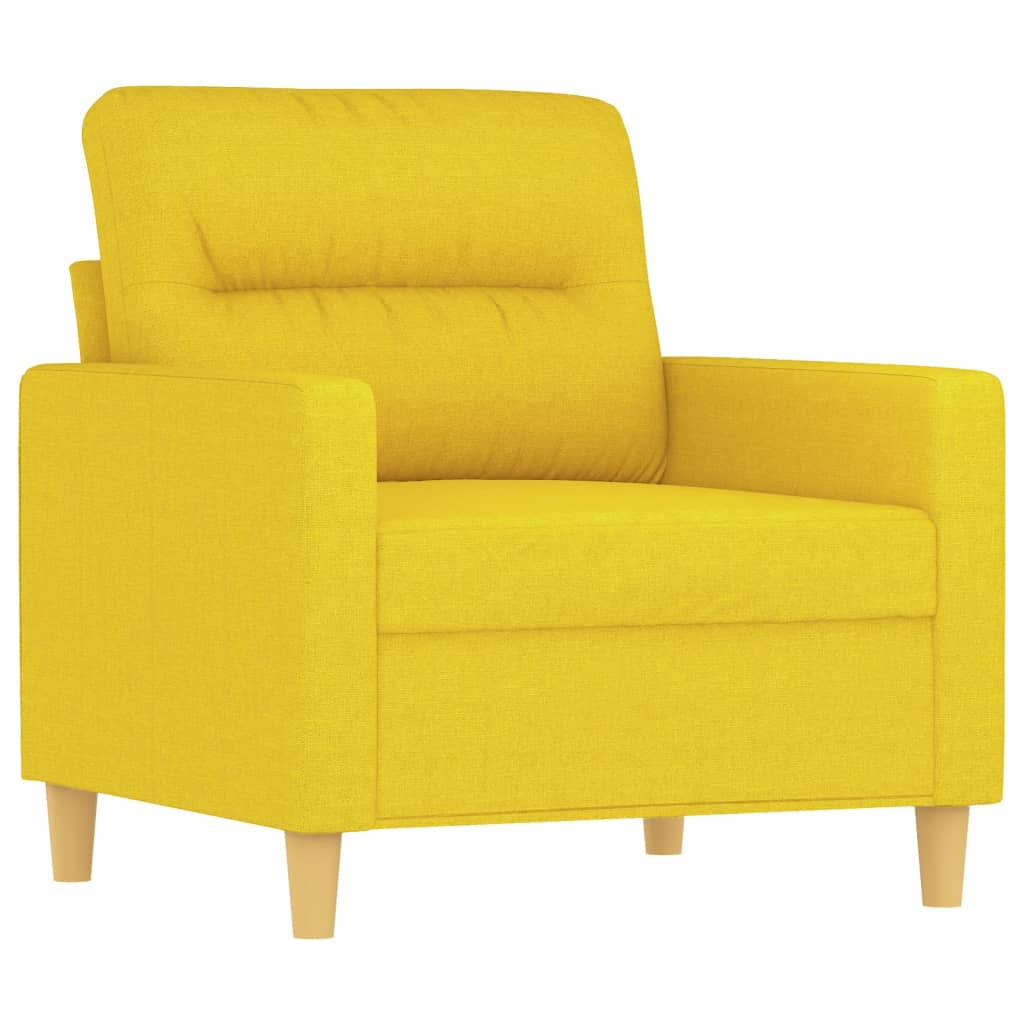 3-dijelni set sofa s jastucima svjetložuti od tkanine